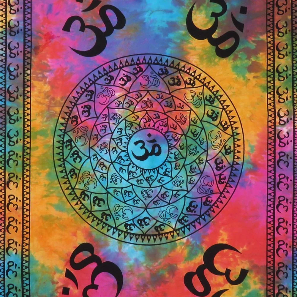 Oussum Om Multicolor Tie Dye Tapestry Wall Hanging Home Décor Ceiling Decorative